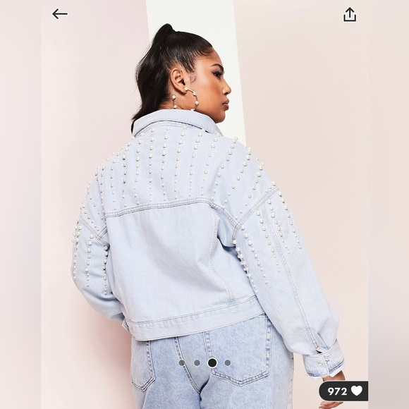 ASOS Curve Luxe Pearl Denim Jacket - Picture 4 of 11